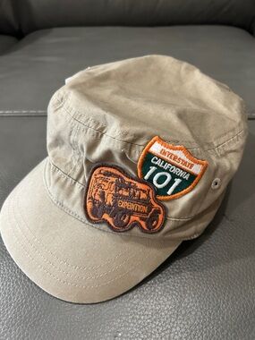 Gap Kids Khaki Expedition Patch Cadet Cap - Green & Orange Patches sz L/XL